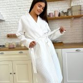 White Waffle Cotton Robe 100% Cotton Bathrobe, Spa Robe For Bride, Sauna & Home Use, Lightweight Robe, Home Robe, Waffle Robe,self Care Gift