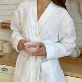 White Waffle Cotton Robe 100% Cotton Bathrobe, Spa Robe For Bride, Sauna & Home Use, Lightweight Robe, Home Robe, Waffle Robe,self Care Gift
