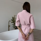 Waffle 100%cotton Robe, Cozy Above-knee Lounge Robe With Pockets,self-care Gift For Women,breathable Lounge Robe,gift For Her,cozy Housewear