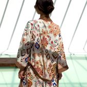 Women’s Boho Lounge Kimono, Artistic Lightweight Viscose Robe With Side Slits, Elegant Flowing Duster, Gift-ready Robe For Her, Boho Robe