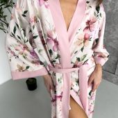 Long Kimono Satin Robe, Pastel Lounge Robe For Women, Elegant Lightweight Satin Robe With Slits, Gift Box For Women, Luxury Robe Gift Box