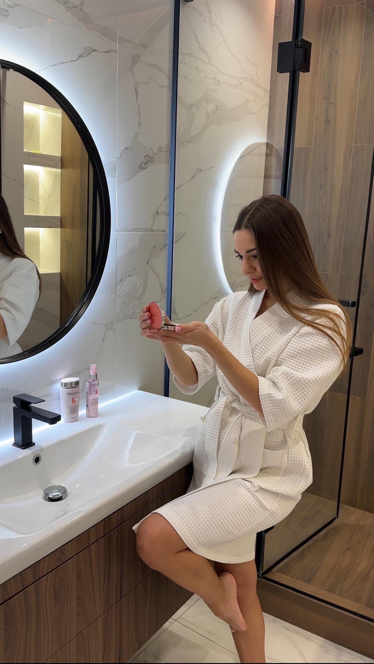 Waffle 100%cotton Robe, Cozy Above-knee Lounge Robe With Pockets,self-care Gift For Women,breathable Lounge Robe,gift For Her,cozy Housewear