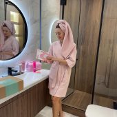 Waffle 100% Cotton Robe & Towel Set, Bridesmaid Gift, Spa Gift Box For Women, Self Care Box, Birthday Gift For Her, Mother’s Day Gift Box