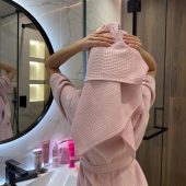 Waffle 100% Cotton Robe & Towel Set, Bridesmaid Gift, Spa Gift Box For Women, Self Care Box, Birthday Gift For Her, Mother’s Day Gift Box