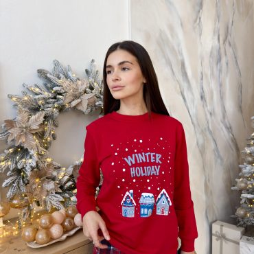 Women’s Winter Holiday Pajama Set, Red Long Sleeve&plaid Pants,warm Cotton Fleece Pajamas With Cuffs, Cozy Christmas Sleepwear,christmas Pjs