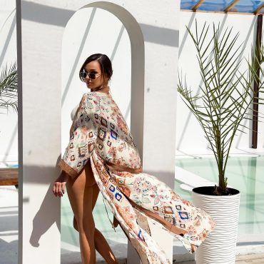 Women’s Boho Lounge Kimono, Artistic Lightweight Viscose Robe With Side Slits, Elegant Flowing Duster, Gift-ready Robe For Her, Boho Robe