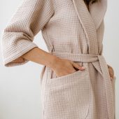 Waffle Bathrobe With Hood, 100% Cotton Women Robe, Lightweight Spa Robe With 3/4 Sleeves,post-shower Loungewear, Gift For Her,self-care Robe