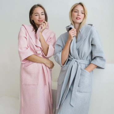 Waffle Bathrobe With Hood, 100% Cotton Women Robe, Lightweight Spa Robe With 3/4 Sleeves,post-shower Loungewear, Gift For Her,self-care Robe
