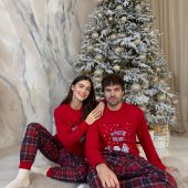 Men’s Winter Holiday Pajama Set, Red Long Sleeve & Plaid Pants, Warm Cotton Fleece Sleepwear With Pockets, Cozy Christmas Pjs,mens Self-care