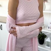 Rose Amour Pink Pajama Set, Women’s Cotton Sleepwear Shorts & T-shirt, Romantic Heart Print Loungewear Gift, Pink Short Pajama