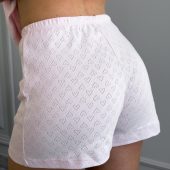 Rose Amour Women’s Pajama Set, Pink Cotton Sleepwear With Hearts, Romantic Loungewear Shorts & Tee, Gift For Her, Pink Pajama T-short