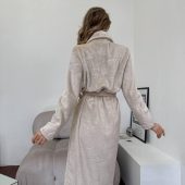 Kazka Women’s Velsoft Robe, Plush Cappuccino Shawl Collar Housecoat, Long Warm Winter Loungewear With Animal Print