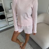 Pink Longsleeve, Women’s Cotton Top Pajamas, Pink Heart Print Lounge Shirt, Breathable Romantic Homewear, Longsleeve For Sleeping