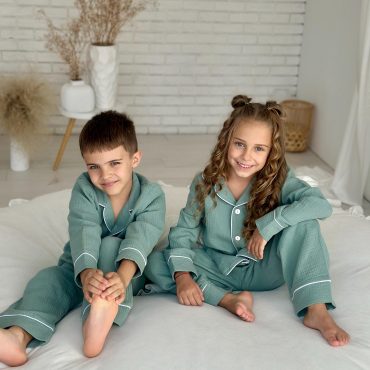 Children’s Muslin Pajama Set Viva, Soft Organic Cotton Pjs, Eco-friendly Sleepwear For Boys & Girls, Family Matching Outfit