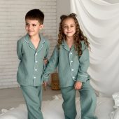 Children’s Muslin Pajama Set Viva, Soft Organic Cotton Pjs, Eco-friendly Sleepwear For Boys & Girls, Family Matching Outfit