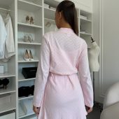 Rose Amour Women’s Lounge Set, Cotton Ribbed Nightwear, Pink Heart Cami Dress & Robe, Romantic Sleepwear Gift For Her