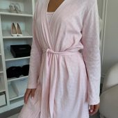 Rose Amour Women’s Lounge Set, Cotton Ribbed Nightwear, Pink Heart Cami Dress & Robe, Romantic Sleepwear Gift For Her