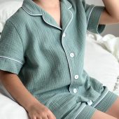 Eco-friendly Sleepwear For Boys & Girls, Children’s Muslin Pajama Set, Soft Organic Cotton Pjs For Kids, Family Matching Outfit
