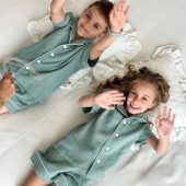 Eco-friendly Sleepwear For Boys & Girls, Children’s Muslin Pajama Set, Soft Organic Cotton Pjs For Kids, Family Matching Outfit