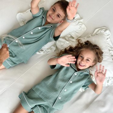 Eco-friendly Sleepwear For Boys & Girls, Children’s Muslin Pajama Set, Soft Organic Cotton Pjs For Kids, Family Matching Outfit