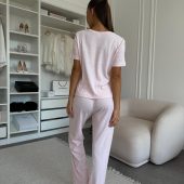 Rose Amour Pajama Pants, Women’s Cotton Lounge Pants, Pink Heart Print Sleepwear Pants, Soft Breathable Homewear, Women’s Cotton Nightwear