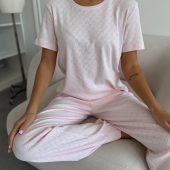 Rose Amour Pink Pajama Set – T-shirt & Pants, Women’s Cotton Loungewear, Soft Sleepwear For Women, Women’s Cotton Nightwear
