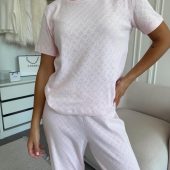 Rose Amour Pink Pajama Set – T-shirt & Pants, Women’s Cotton Loungewear, Soft Sleepwear For Women, Women’s Cotton Nightwear