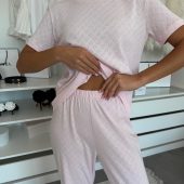 Rose Amour Pink Pajama Set – T-shirt & Pants, Women’s Cotton Loungewear, Soft Sleepwear For Women, Women’s Cotton Nightwear