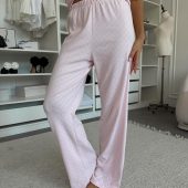 Rose Amour Pajama Pants, Women’s Cotton Lounge Pants, Pink Heart Print Sleepwear Pants, Soft Breathable Homewear, Women’s Cotton Nightwear