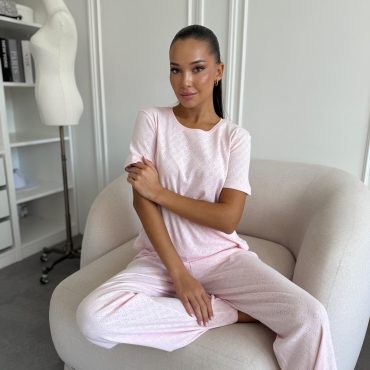 Rose Amour Pink Pajama Set – T-shirt & Pants, Women’s Cotton Loungewear, Soft Sleepwear For Women, Women’s Cotton Nightwear