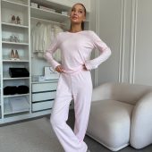 Rose Amour Pajama Pants, Women’s Cotton Lounge Pants, Pink Heart Print Sleepwear Pants, Soft Breathable Homewear, Women’s Cotton Nightwear