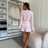 Pink Longsleeve, Women’s Cotton Top Pajamas, Pink Heart Print Lounge Shirt, Breathable Romantic Homewear, Longsleeve For Sleeping