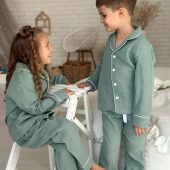 Children’s Muslin Pajama Set Viva, Soft Organic Cotton Pjs, Eco-friendly Sleepwear For Boys & Girls, Family Matching Outfit