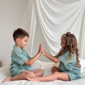 Eco-friendly Sleepwear For Boys & Girls, Children’s Muslin Pajama Set, Soft Organic Cotton Pjs For Kids, Family Matching Outfit