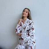 Nordic Flannel Pajama Set “nordy”, 100% Cotton Women’s Sleepwear, Cozy Winter Pjs With Reindeer Print, Warm Scandinavian Lounge Set