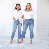 Mid-rise Distressed Hem Kick Flare Jeans