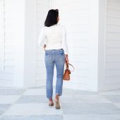 Mid-rise Distressed Hem Kick Flare Jeans